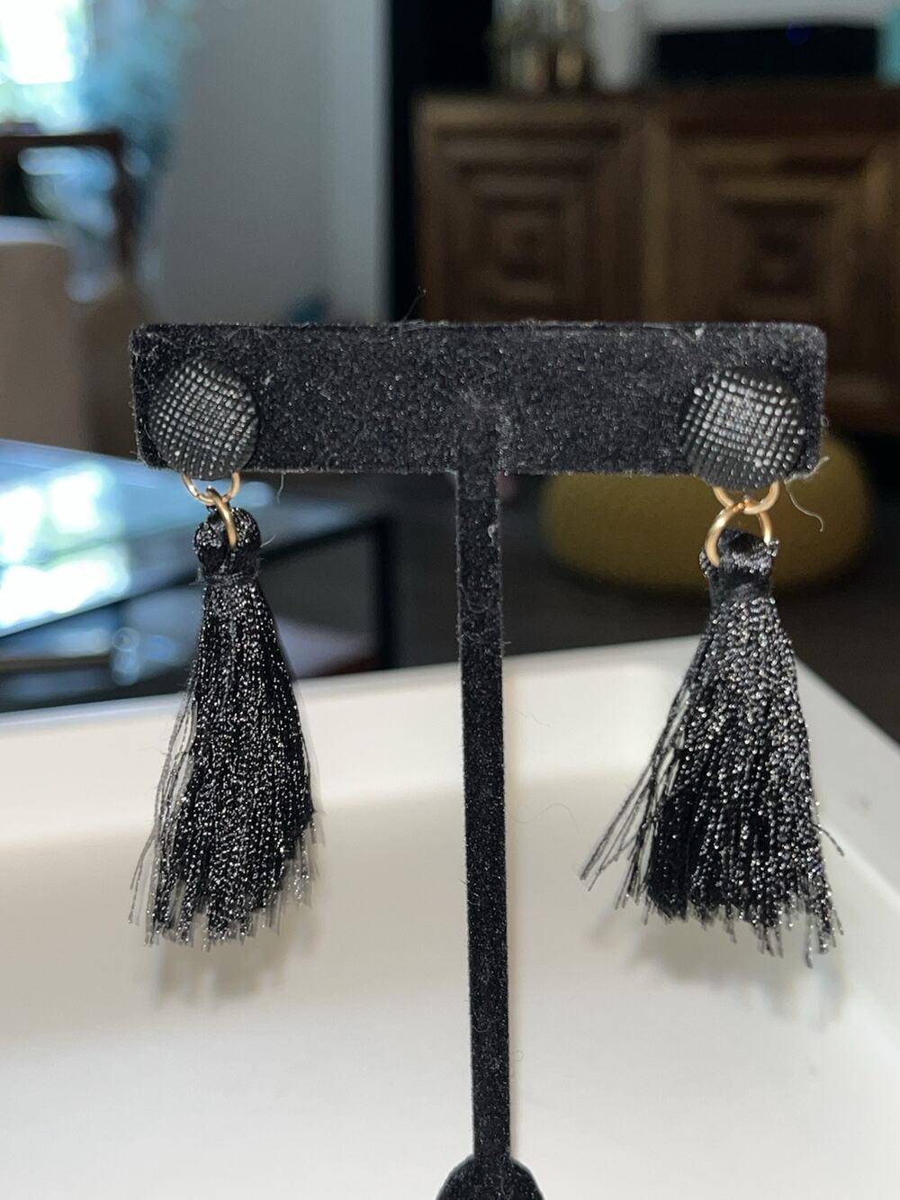 Black Tassel Earring 2” Classy Boho (2)